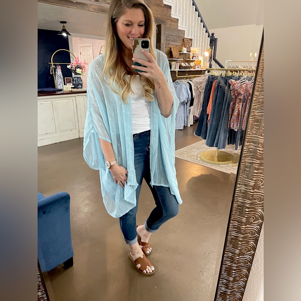 Kori Light Blue Chiffon Tencel Kimono – Size XL | NWT